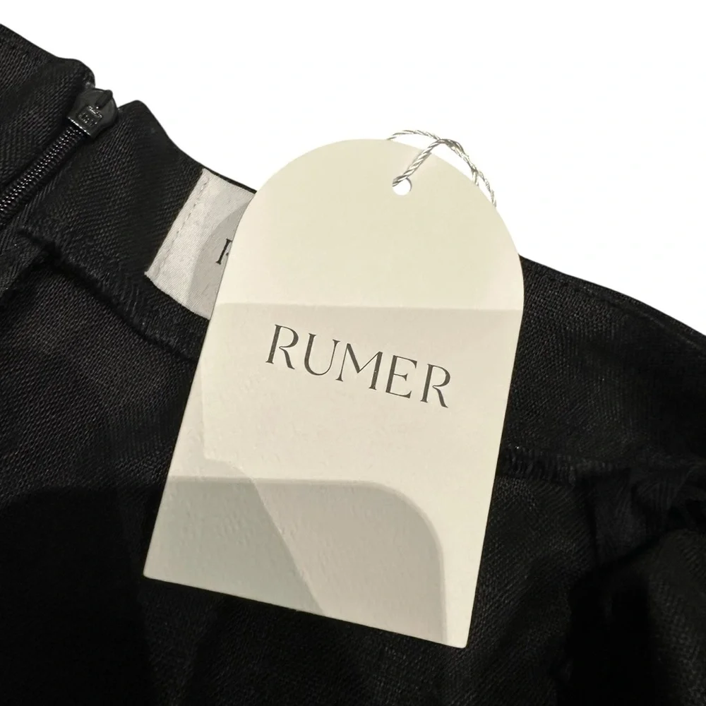 Rumer Avalon Mini Wrap Skirt Black Linen Small New with Tag